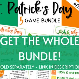 St. Patrick's Day 10 Game BUNDLE Volume 2 Irish Fun St. Patty's Day St. Paddy's St. Pats Printable Party Games for Kids & Adults image 7