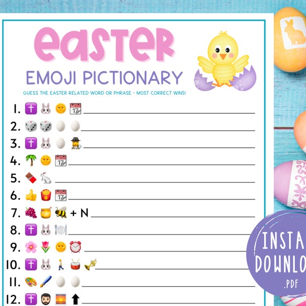 Easter Emoji Pictionary Game | Easter Classroom Activities | Easter Activities for Adults & Kids | Easter Bunny | Trivia | Fun Emoji Game