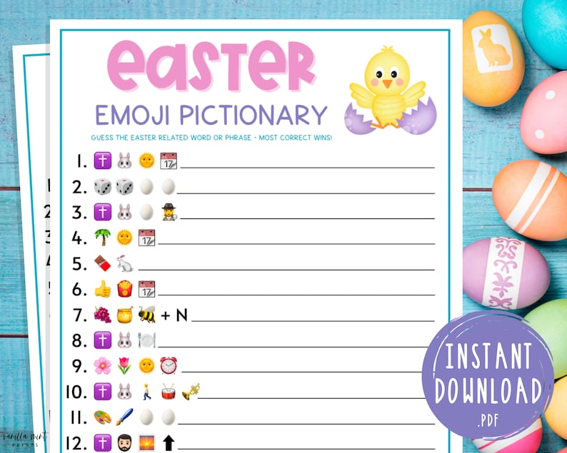 Easter Emoji Pictionary Game Easter Classroom Activities Etsy