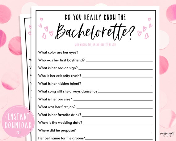 Bachelorette Party Games Do You Really Know the Bachelorette - Etsy