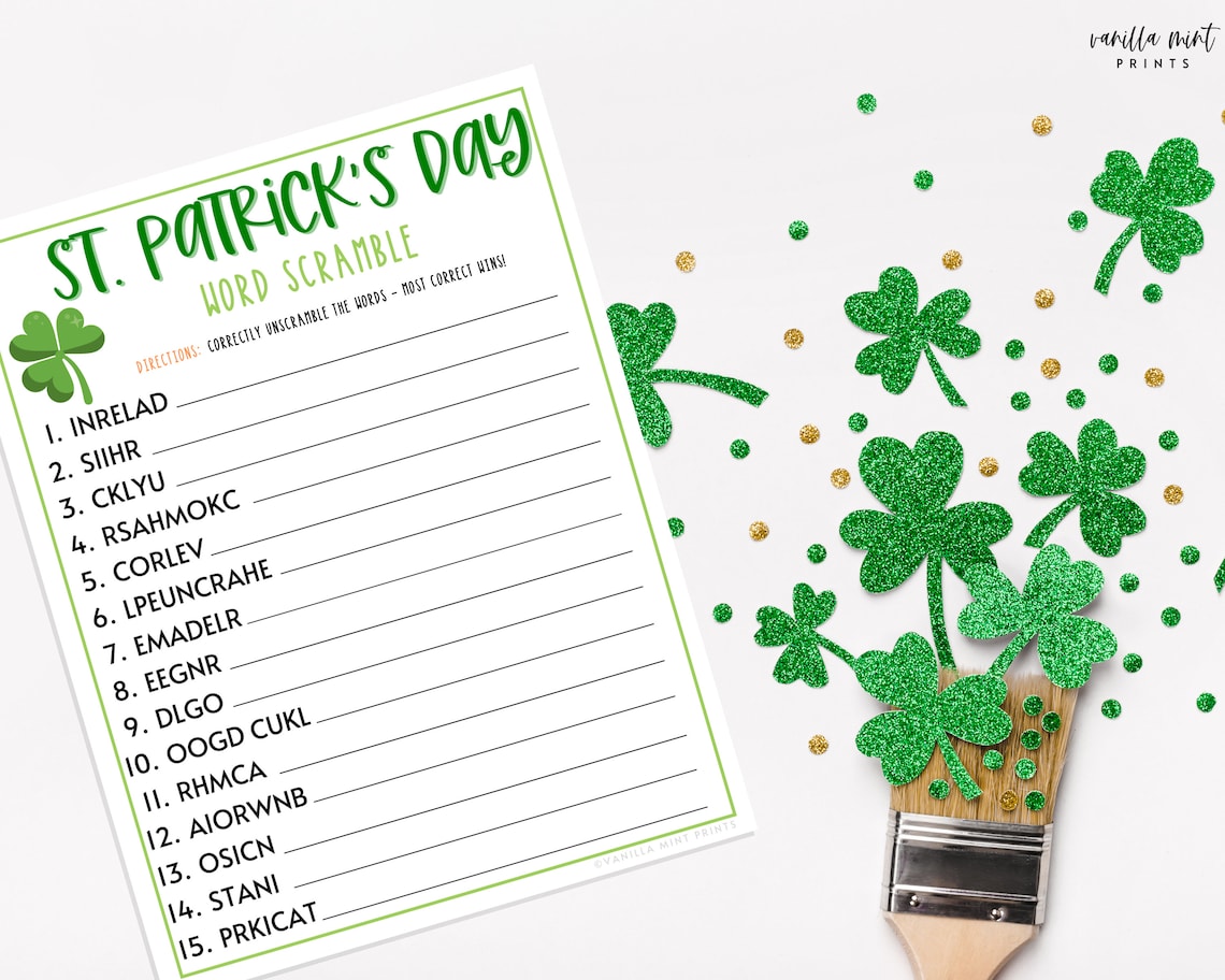 St. Patrick's Day Word Scramble Game Irish Games Fun Etsy