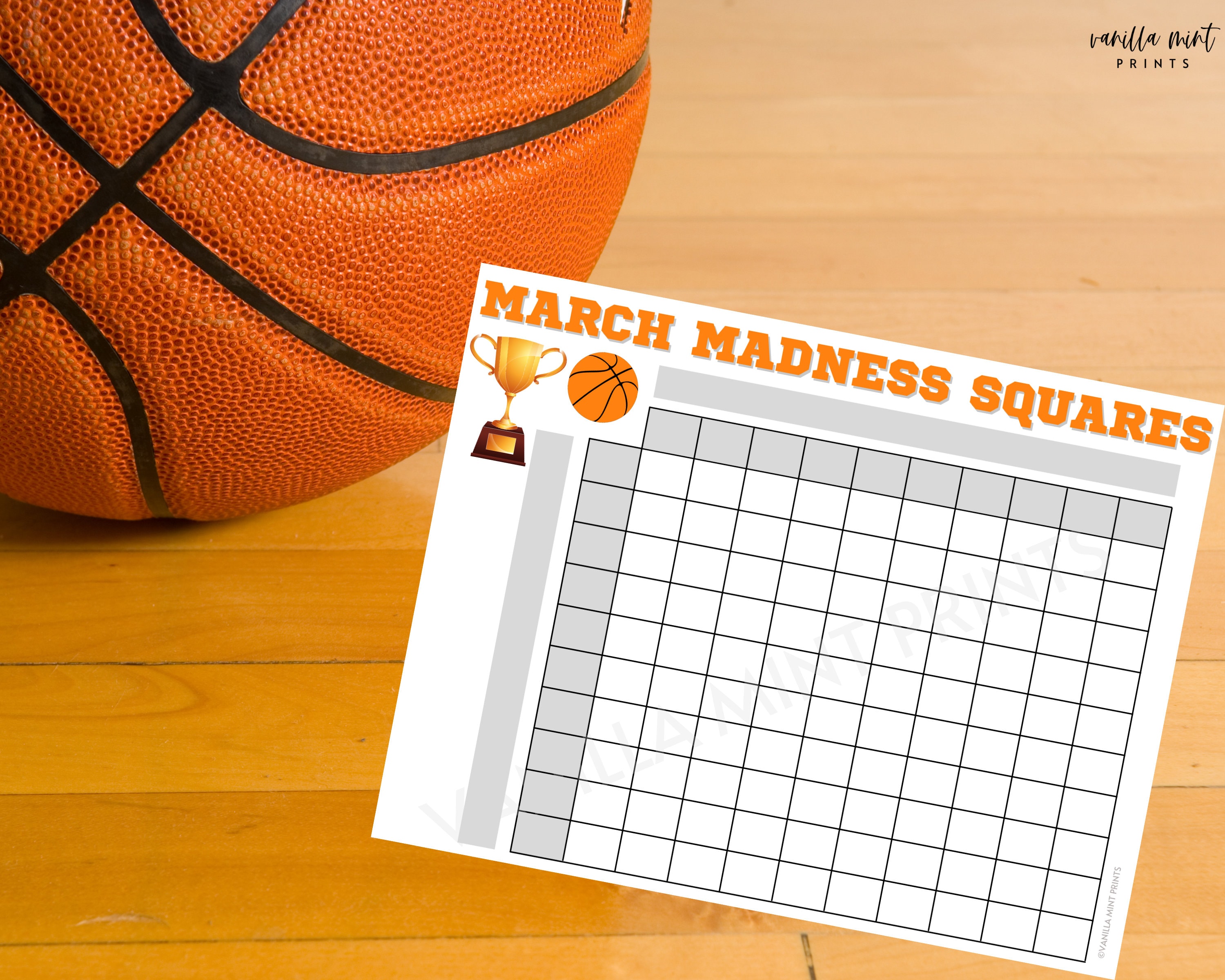 March Madness Game Squares Printable March Madness Party Etsy