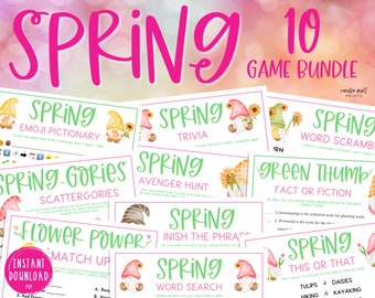 Spring 10 Game BUNDLE | Fun Printable Springtime Trivia and Party Games Pack | Fun Spring Activities for Adults and Kids | Easter Games