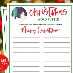 Christmas Word Puzzle Game | Xmas Word Games | Fun Christmas Game | Holiday Games | Christmas Party Games | Kids & Adults | Merry Christmas