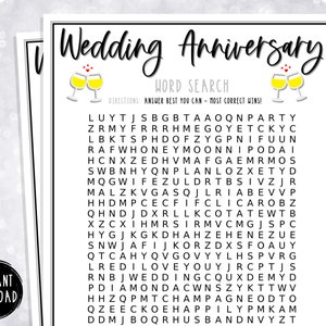 Anniversary Games | Word Search | Fun Anniversary Party Games | Anniversary Word Game | Wedding Anniversary Game | Game for Kids and Adults