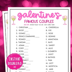 Galentine's Day Famous Couples Match Game | Fun Party Games | Girls Night Out | Valentines Day | Ladies Night | Girl Night In