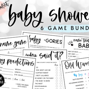 Minimalist Baby Shower 6 Party Games BUNDLE | Fun Baby Sprinkle Games | Gender Reveal | Boy Girl | Gender Neutral Shower | 6 Game PACK |