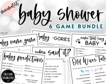 Minimalist Baby Shower 6 Party Games BUNDLE | Fun Baby Sprinkle Games | Gender Reveal | Boy Girl | Gender Neutral Shower | 6 Game PACK |