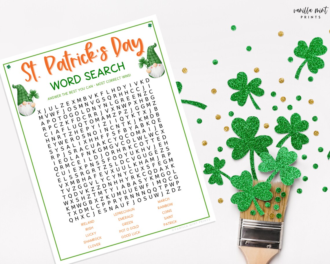 St. Patrick's Day Word Search Game Word Puzzle Irish - Etsy