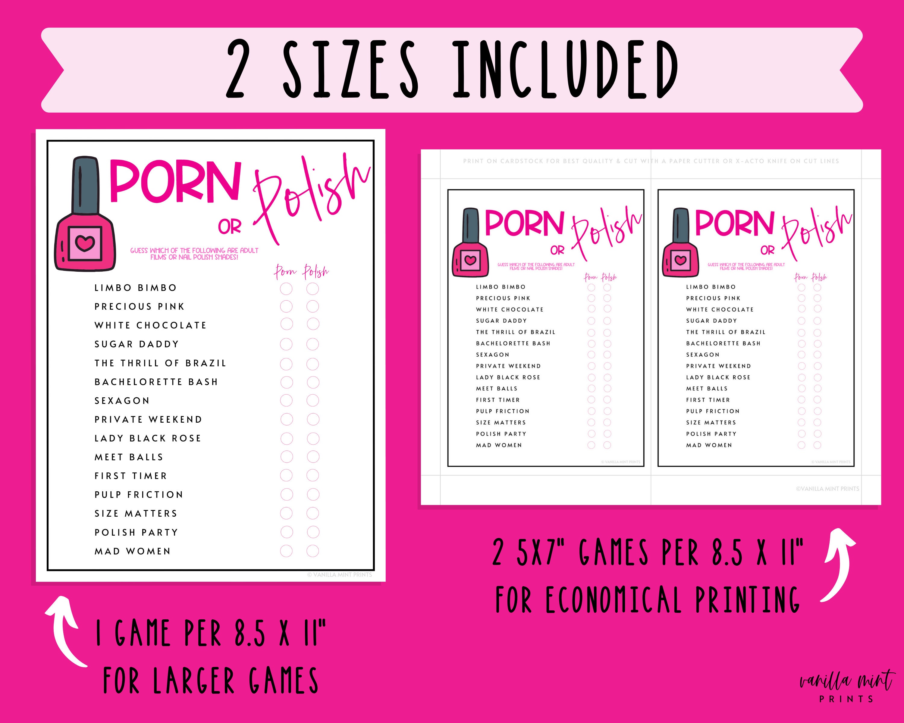 Porn or Polish Game Volume 2 | Ladies Night Party Games | Fun Girls Night  Out | Girl Night in | Dirty Trivia | Adult Game | Games for Adults - Etsy