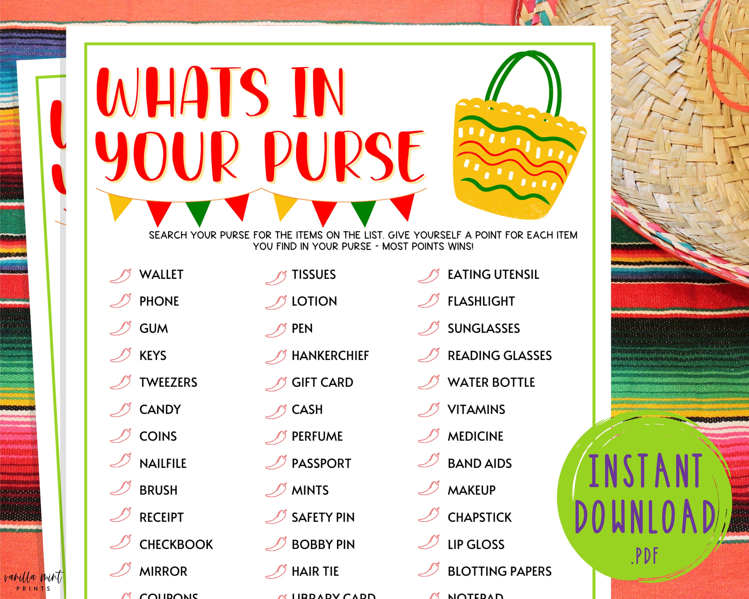 What's In Your Purse Game & List - Our Kind of Crazy
