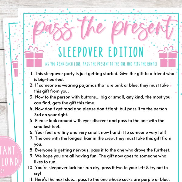 Teen Slumber Party Games | Pass the Present Sleepover Edition | Girls Sleepover Birthday Party Games | Pajama Party | PreTeen | Tween Gift