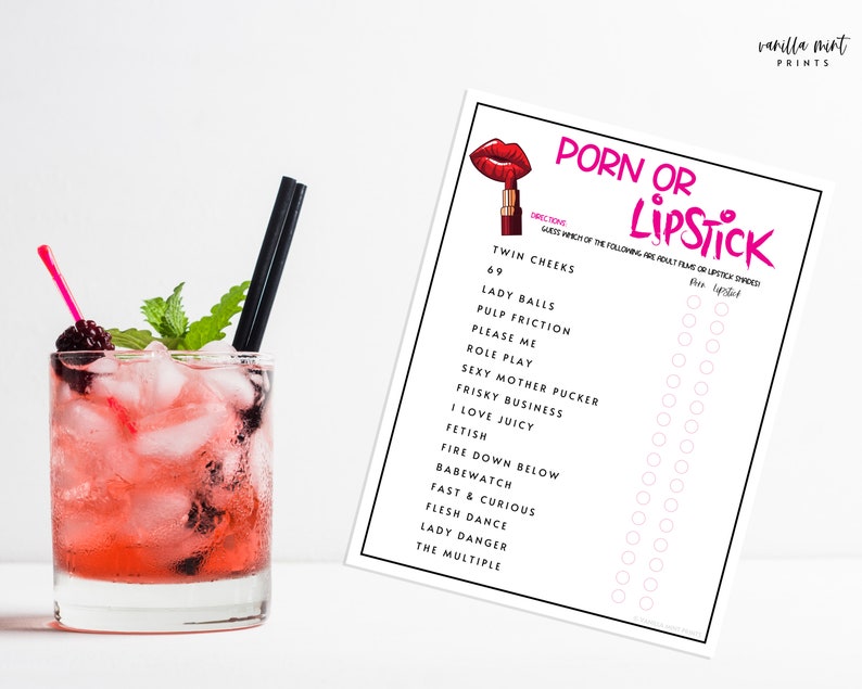 Porn or Lipstick Game Ladies Night Party Games Fun Girls Etsy UK