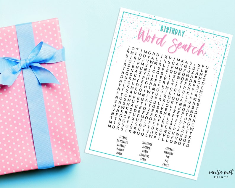 teen slumber party games word search girls sleepover etsy