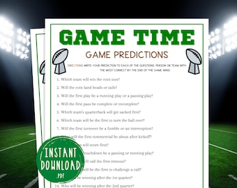 Football Game Predictions Game | Football Party Games | Printable Super Bowl Game for Adults & Kids | Sunday Football | Tailgate | Fantasy