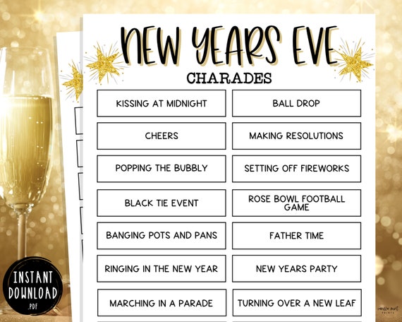 New Year's Eve  New years eve games, New year's games, New year poem