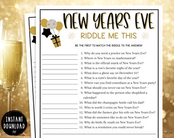 New Years Eve Riddle Me This Game | New Years Printable Games | New Years Eve Party Games | NYE Trivia | Fun Kids Party Games | Jokes