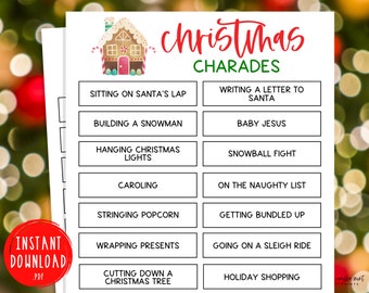 Christmas Charades Game | Xmas Charades Games | Fun Christmas Game | Holiday Games | Unique Christmas Party Games for Kids & Adults