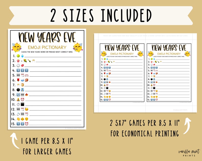 New Years Eve Emoji Pictionary Game Printable Games Fun | Etsy
