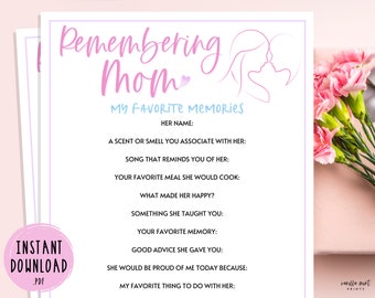 Remembering Mom Print | Mother's Day in Heaven | Memories of Mom | Memorial | Mothers Day Activities for Kids & Adults | Honoring Her Memory