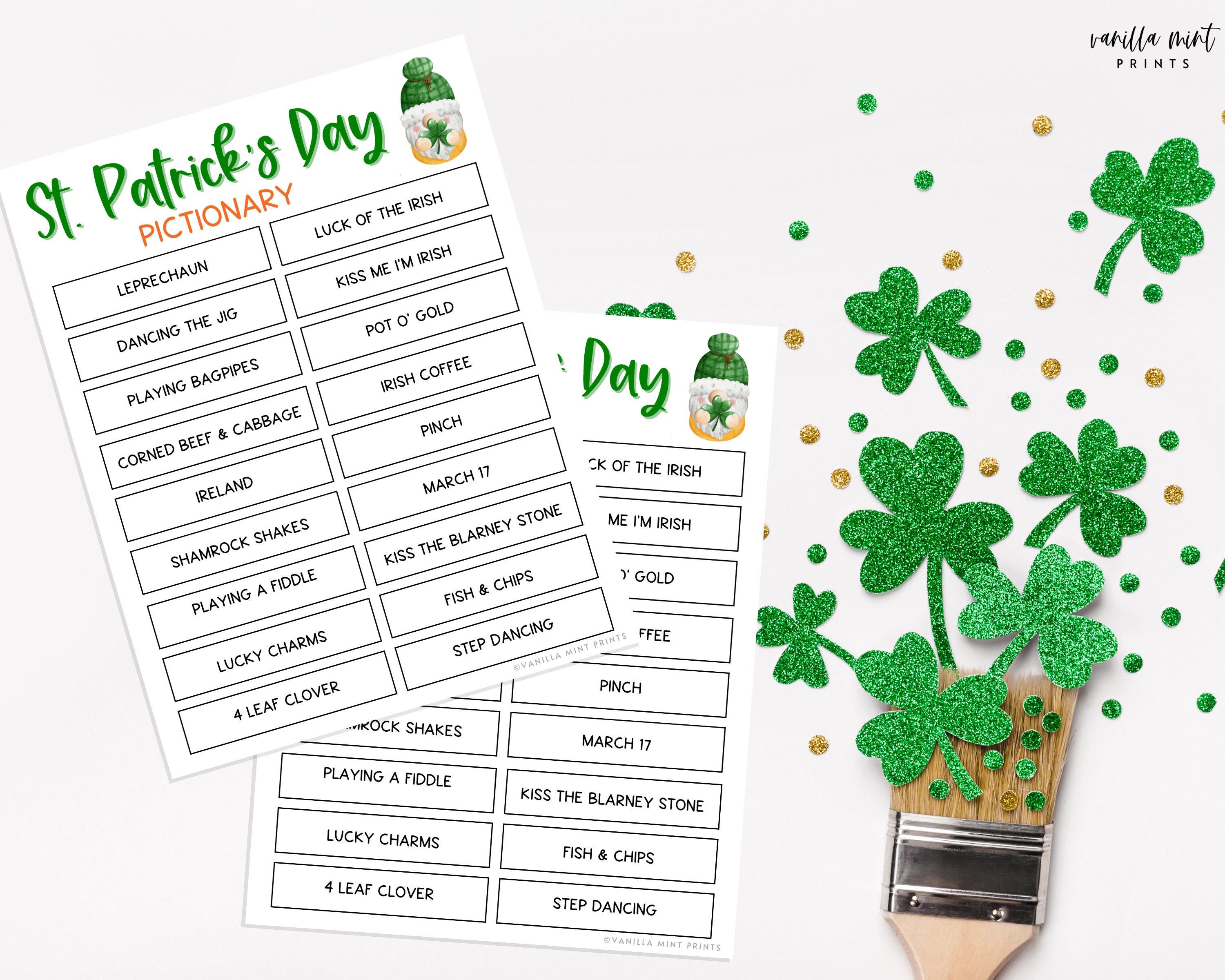 St. Patrick's Day Pictionary Game Irish Party Game Fun | Etsy