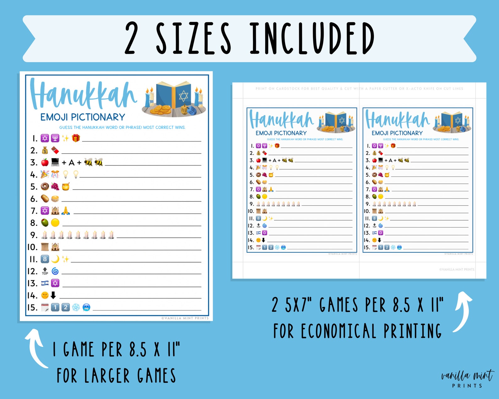 Hanukkah Emoji Pictionary Party Games Chanukah Celebration Etsy