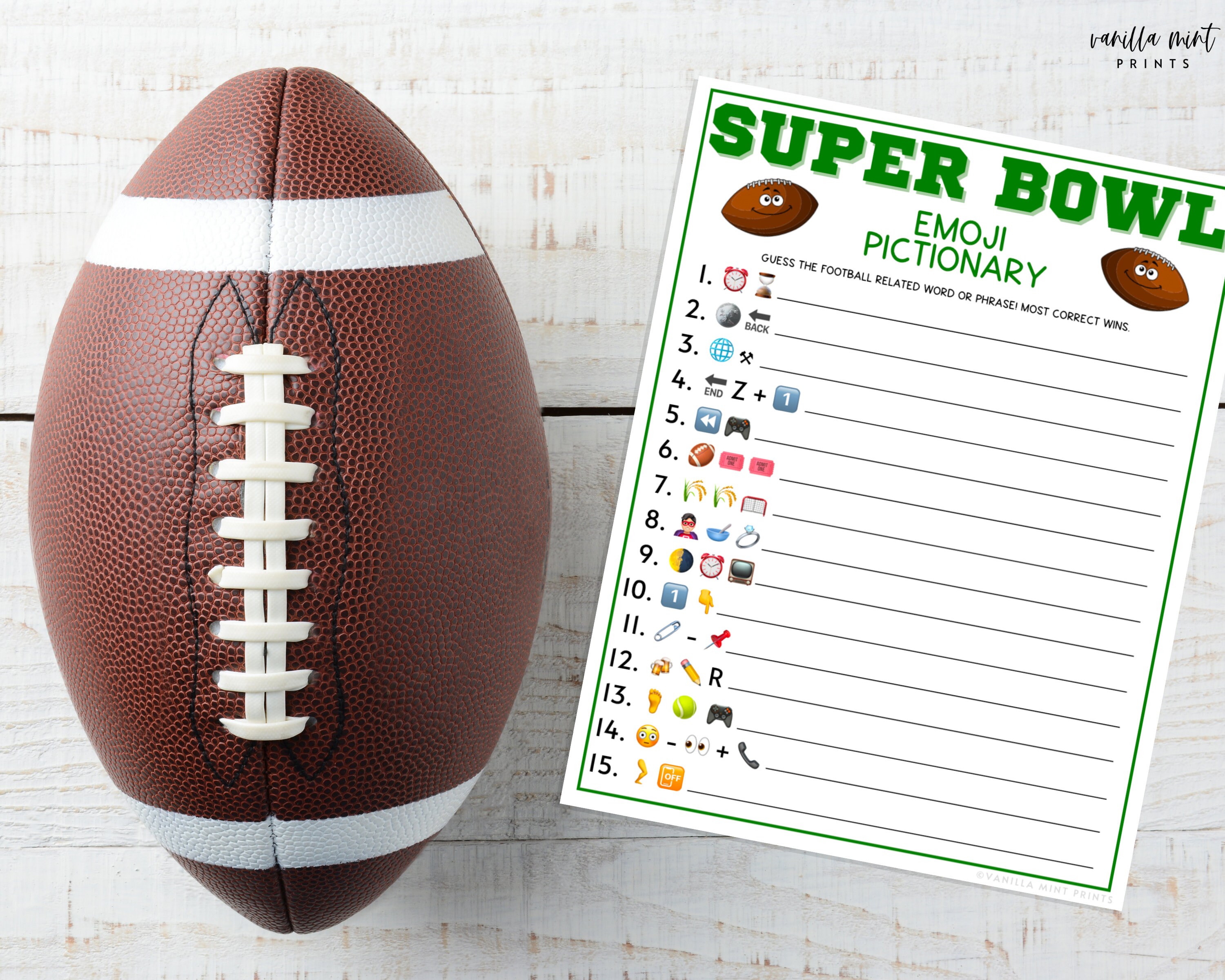Super Bowl Emoji Pictionary Game Super Bowl Party Games Etsy