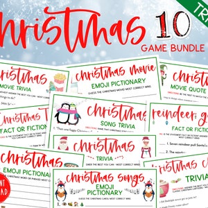 Christmas Game TRIVIA BUNDLE | 10 Christmas Trivia Printable Games | Christmas Day PACK | Christmas Games | Fun Holiday Party Games | Kids