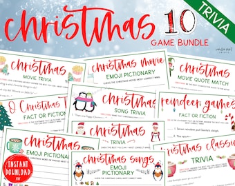 Christmas Game TRIVIA BUNDLE | 10 Christmas Trivia Printable Games | Christmas Day PACK | Christmas Games | Fun Holiday Party Games | Kids