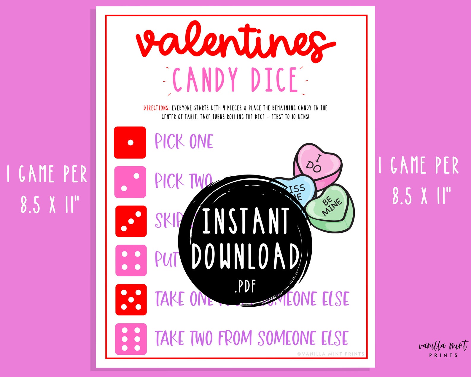 Math games-dice edition/valentine's day by mrs camps kinders Valentine's Day Candy Dice Game Valentines Day Party | Etsy