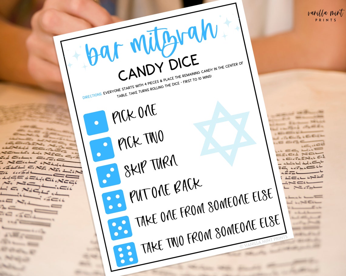 Bar Mitzvah Games Candy Dice Icebreaker Game Fun Etsy