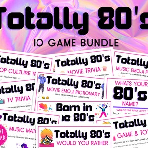 Totally 80's 10 Game BUNDLE | Printable 1980s Games | 40th Birthday | Back to the 80s Party Game Pack | Eighties Party | Trivia | Nostalgia