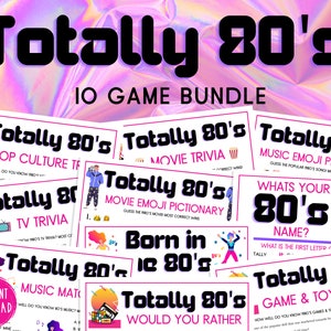 Totally 80&#39;s 10 Game BUNDLE | Printable 1980s Games | 40th Birthday | Back to the 80s Party Game Pack | Eighties Party | Trivia | Nostalgia