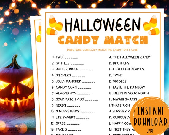 Savers Halloween 2022 Halloween Candy Match Party Game Halloween Games For Kids Etsy Canada