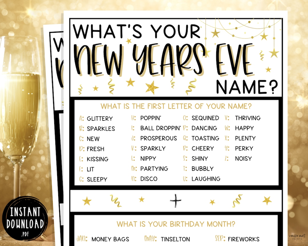 What is Your New Years Eve Name Game New Years Games Fun New Years Eve