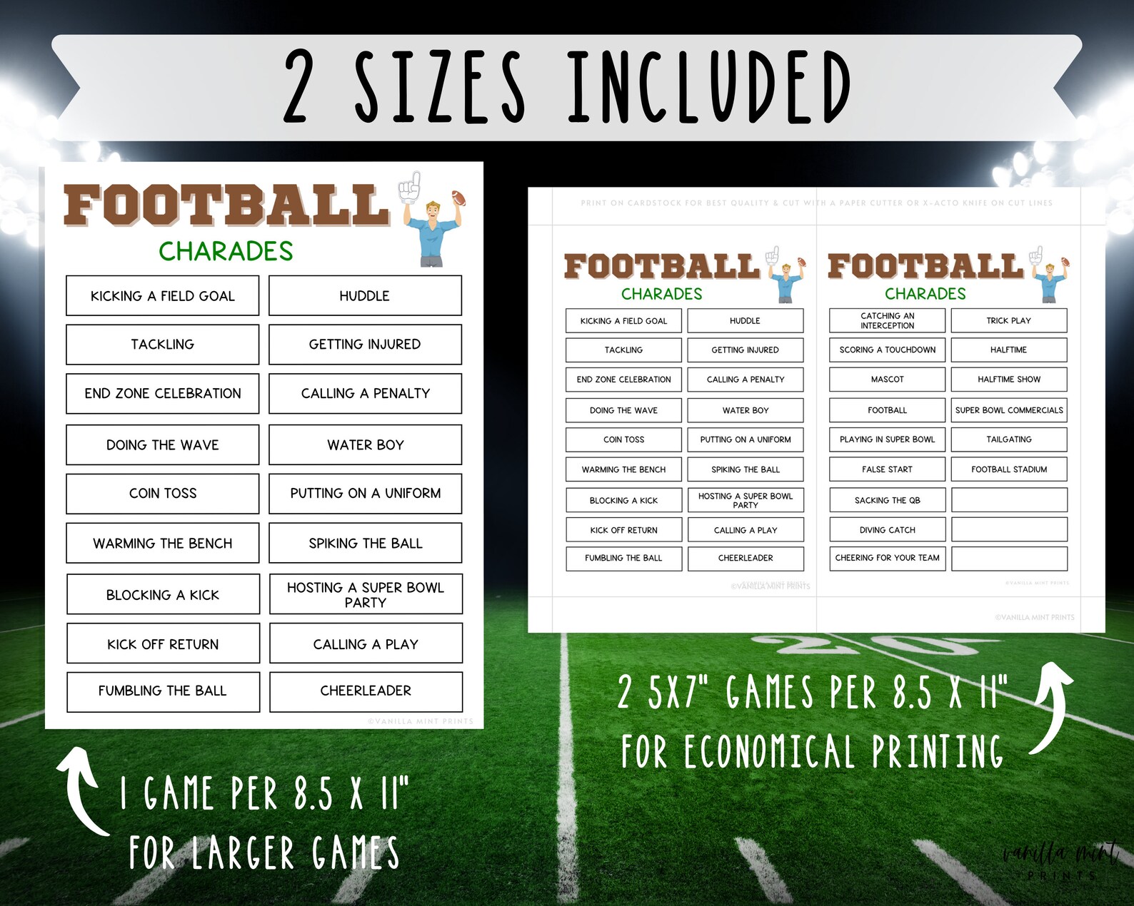 Super Bowl Charades Game Super Bowl Party Games Printable Etsy