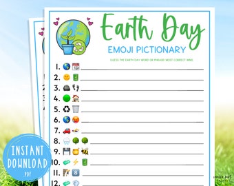 Earth Day Emoji Pictionary Game | Fun Printable Spring Games | Environmental Activity for Adults & Kids | Save The Planet | Earth Day Emoji