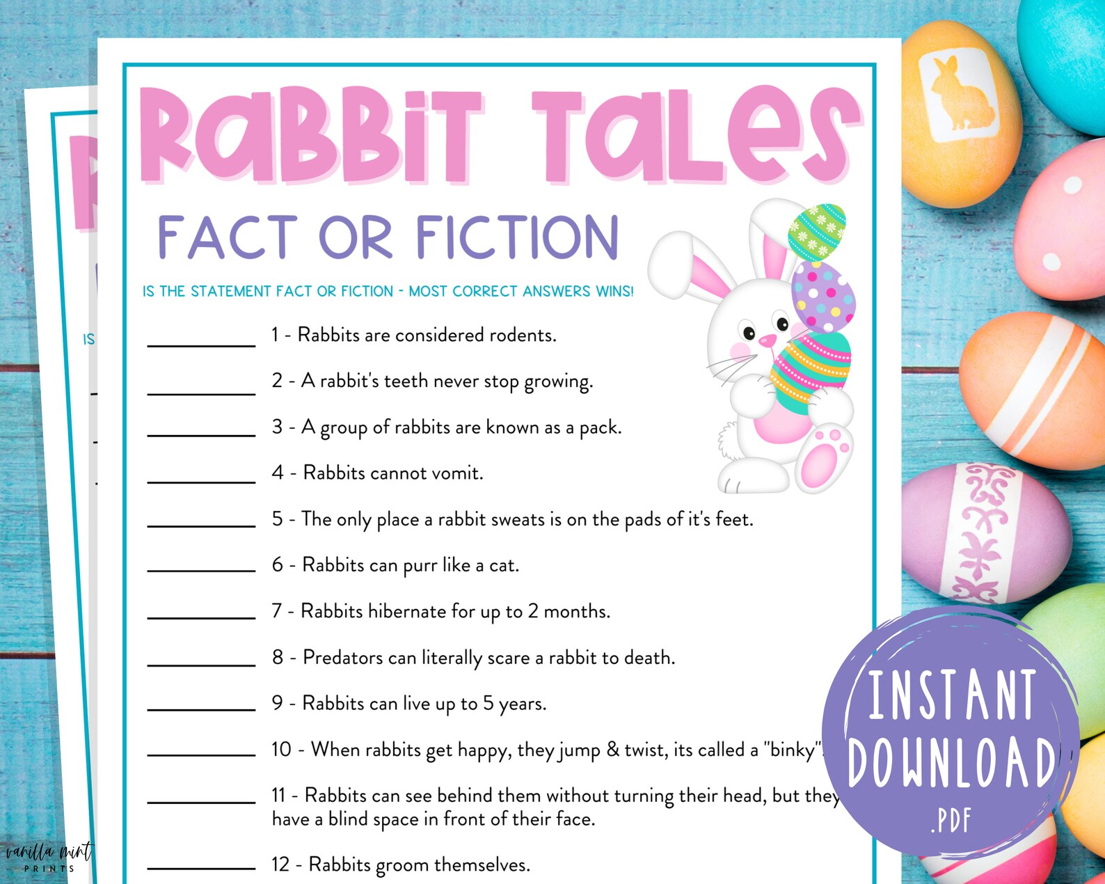 Easter Rabbit Tales Trivia Game Easter Classroom Activities Etsy