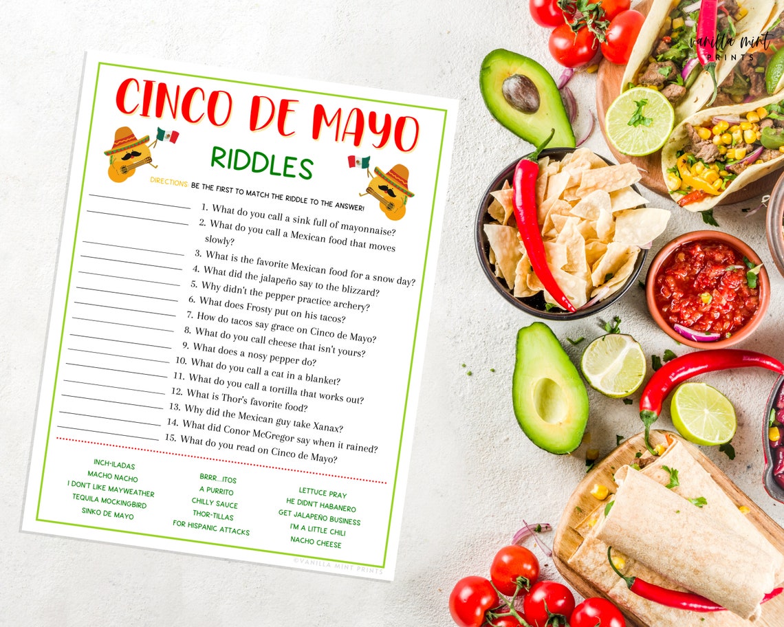 Cinco De Mayo Riddles Party Game Mexican Party Games Fun - Etsy