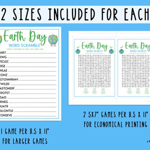 Earth Day 10 Game BUNDLE Fun Printable Spring Games Environmental Activity for Adults & Kids Save The Planet Earth Day Trivia Games image 2