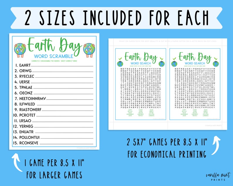 Earth Day 10 Game BUNDLE Fun Printable Spring Games Environmental Activity for Adults & Kids Save The Planet Earth Day Trivia Games image 2