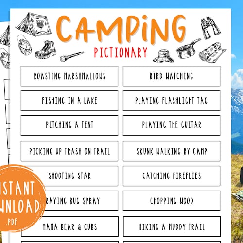 Camping Charades 33 Charade Ideas Printable Campground Party - Etsy