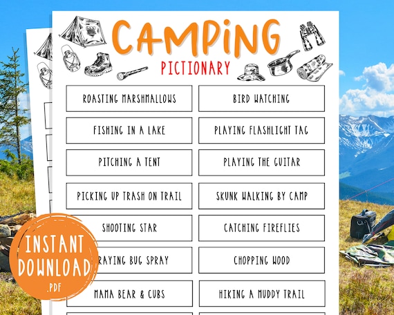 Camping Pictionary 33 Pictionary Ideas Printable Campground - Etsy
