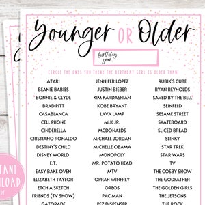Adult Birthday Party Games | Younger or Older Birthday Party Game | Fun Birthday Games for Women | Over the Hill Birthday Game | Is She Old