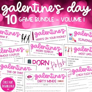 Galentine&#39;s Day Game BUNDLE Volume 1 | 10 Galentines Printable Games | Valentine&#39;s Day Party Games PACK | Girls Night Out Games | for Adults