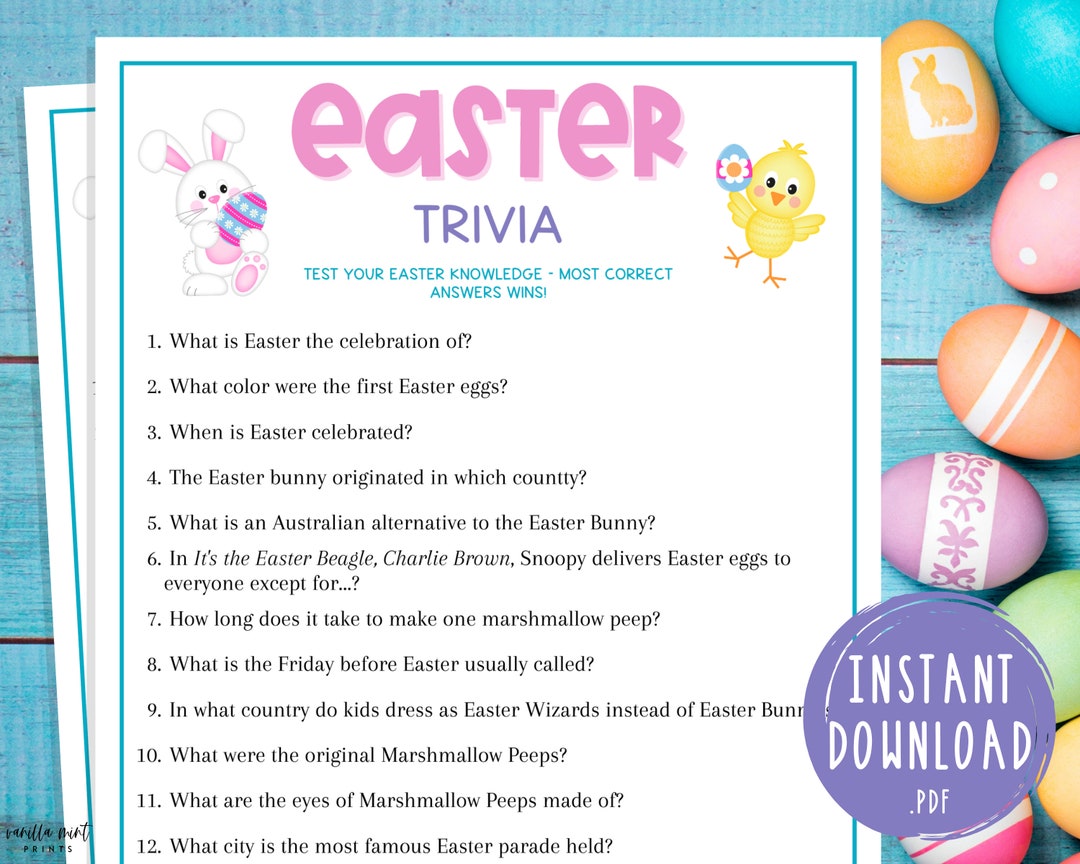 Easter Trivia Game  Printable Easter Games  Party Games