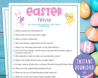 Easter Trivia Game | Printable Easter Games | Party Games | Easter Activities for Adults and Kids | Fun Easter Dinner | Spring Trivia