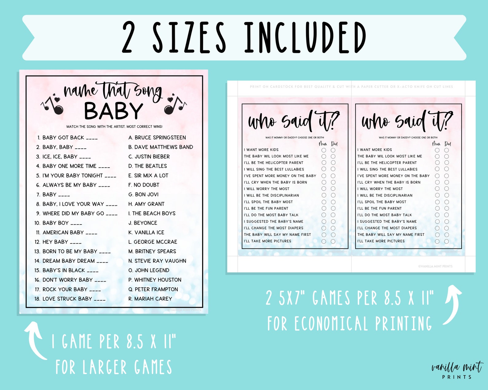 Name That Song Baby Game Gender Reveal Party Games Baby Shower Fun