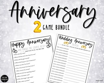 Anniversary Games | 2 Game BUNDLE | Fun Anniversary Party Games | Who Knows The Couple Best & Traditions Trivia | Wedding Anniversary Game