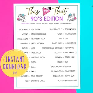 This or That Game 90&#39;s Edition | Would You Rather | Nineties Party Games | Back to the 90s | Millennial Birthday | Nineties Babies 30th 25th